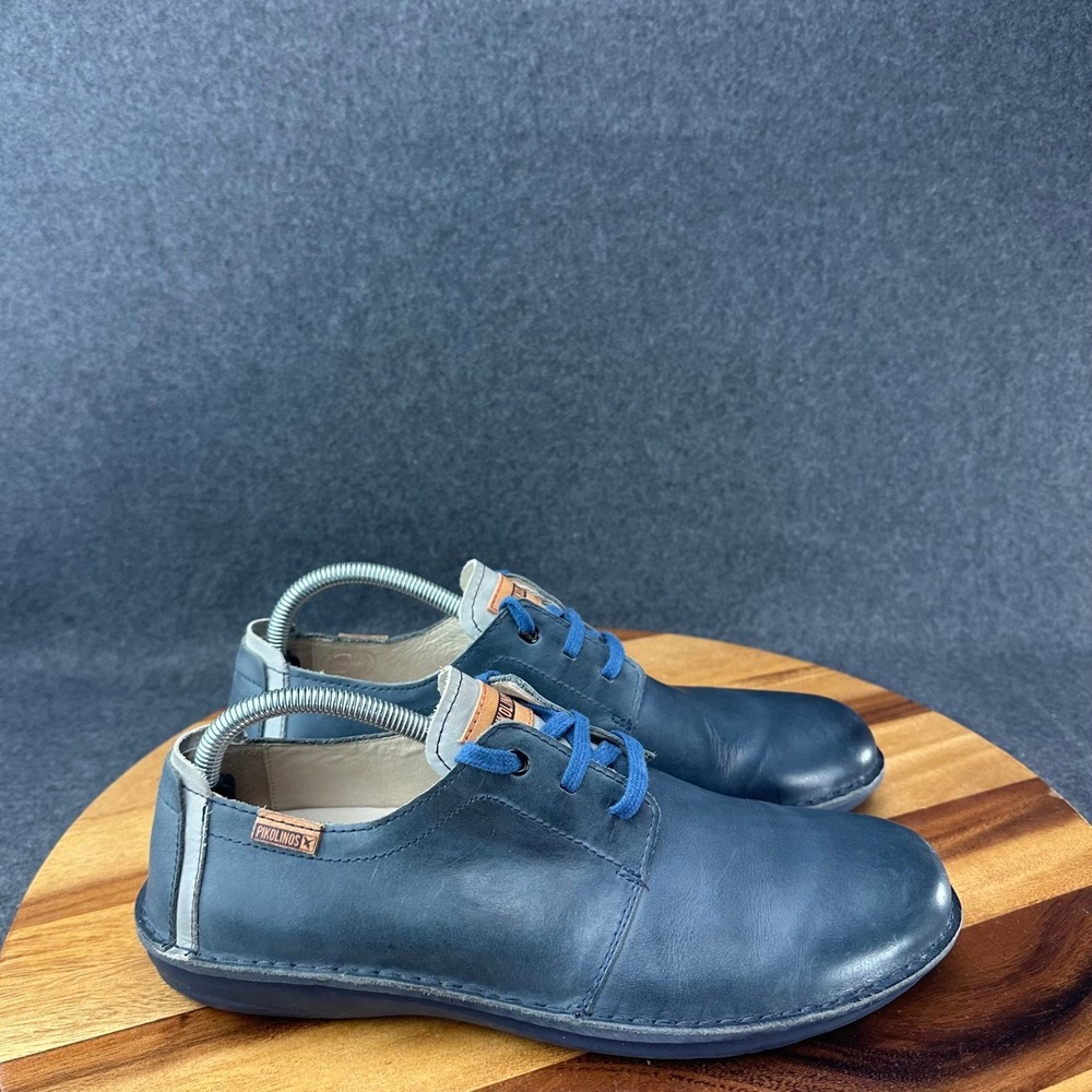 Pikolinos Blucher Santiago Mens Navy Blue Leather Lace Up Shoes Size 37 US 8